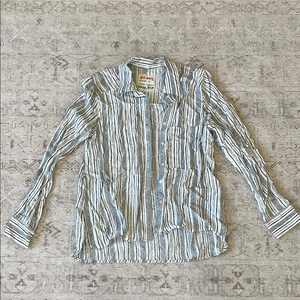 Girl Krazy rayon boyfriend button up
